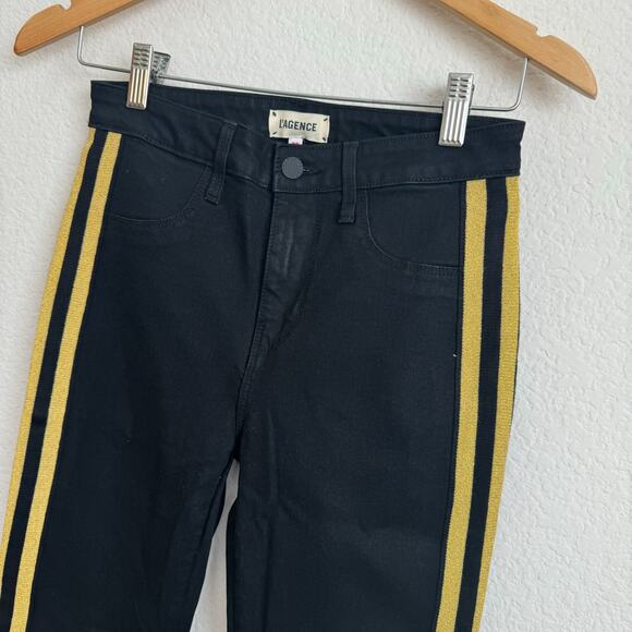L'Agence Black Skinny Jeans Gold Side Stripe - Picture 7 of 10